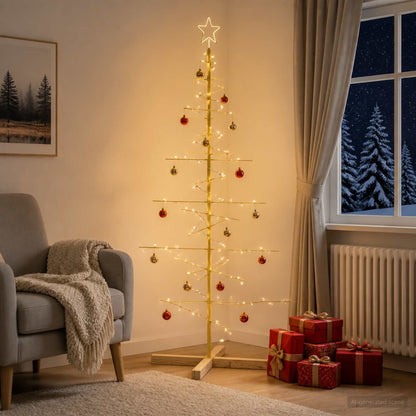 vidaXL Metal Christmas Tree with Stand KUOPIO 150 cm Steel Gold