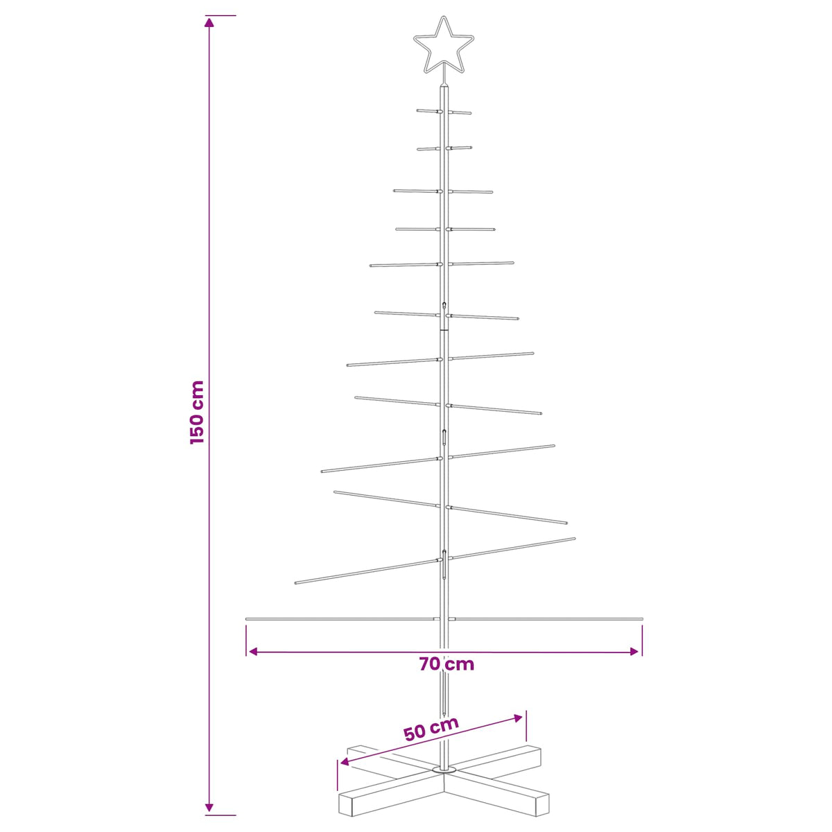 vidaXL Metal Christmas Tree with Stand KUOPIO 150 cm Steel Gold