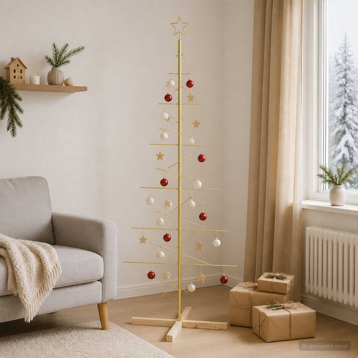 vidaXL Metal Christmas Tree with Stand KUOPIO 180 cm Steel Gold