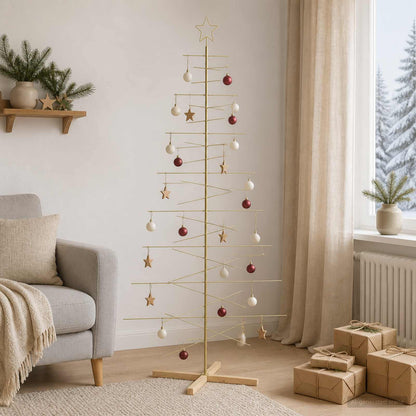 vidaXL Metal Christmas Tree with Stand KUOPIO 210 cm Steel Gold