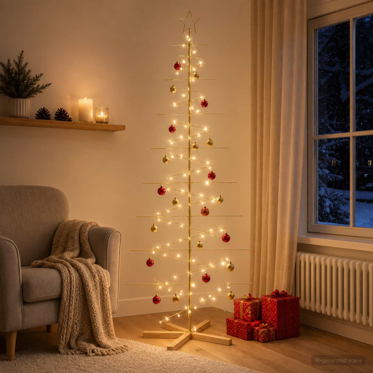 vidaXL Metal Christmas Tree with Stand KUOPIO 210 cm Steel Gold