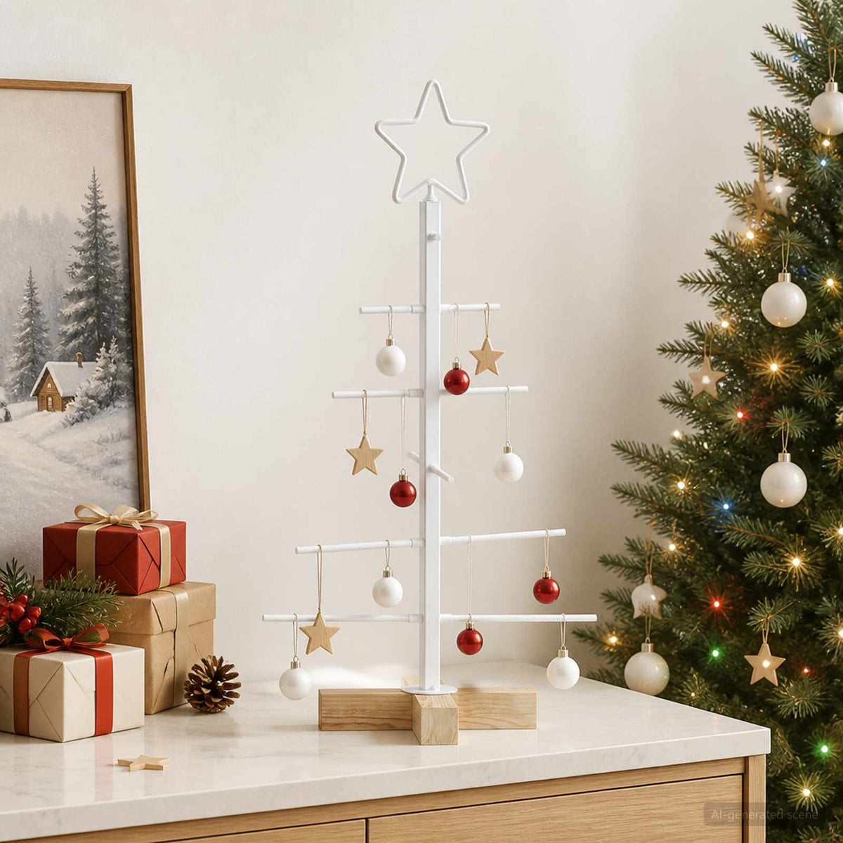 vidaXL Metal Christmas Tree with Stand KUOPIO 60 cm Steel White