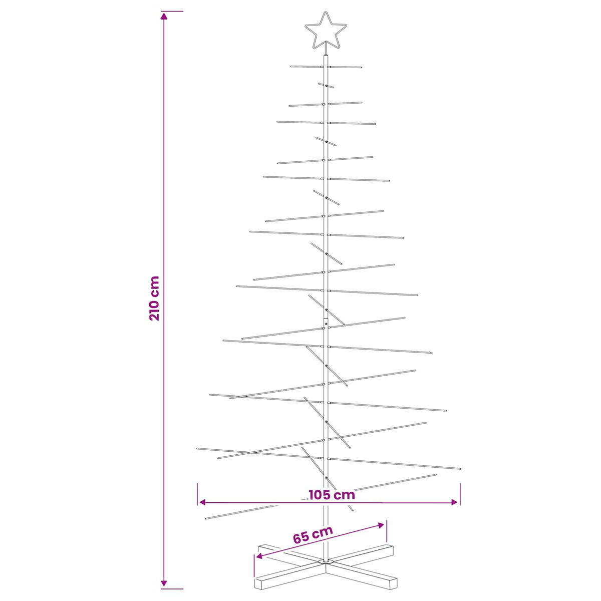 vidaXL Metal Christmas Tree with Stand KUOPIO 210 cm Steel White