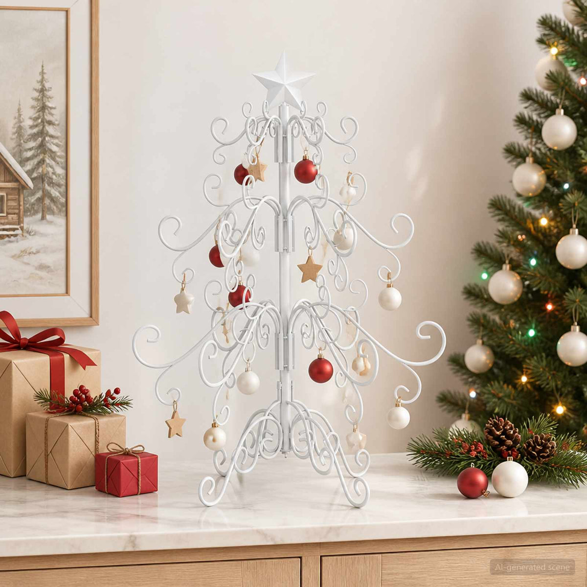 vidaXL Metal Christmas Tree KUOPIO 60 cm Steel White