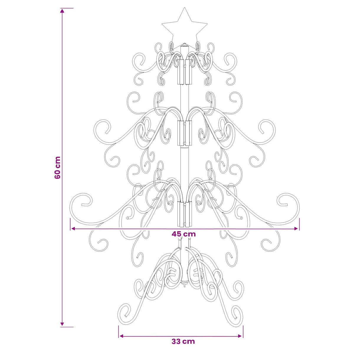 vidaXL Metal Christmas Tree KUOPIO 60 cm Steel White