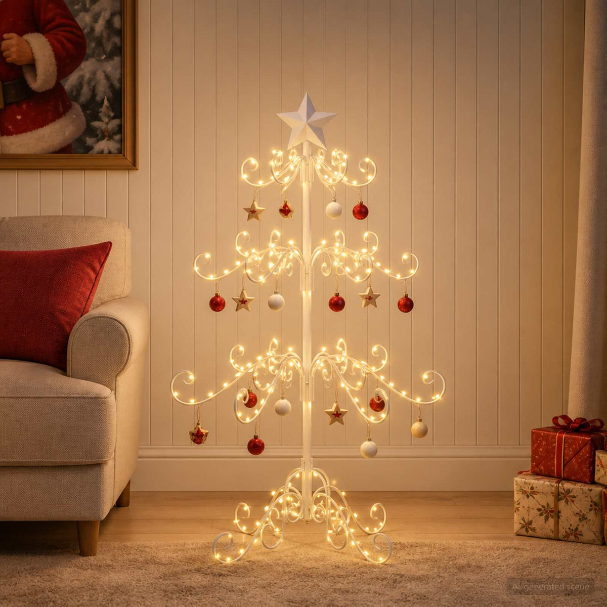 vidaXL Metal Christmas Tree KUOPIO 90 cm Steel White