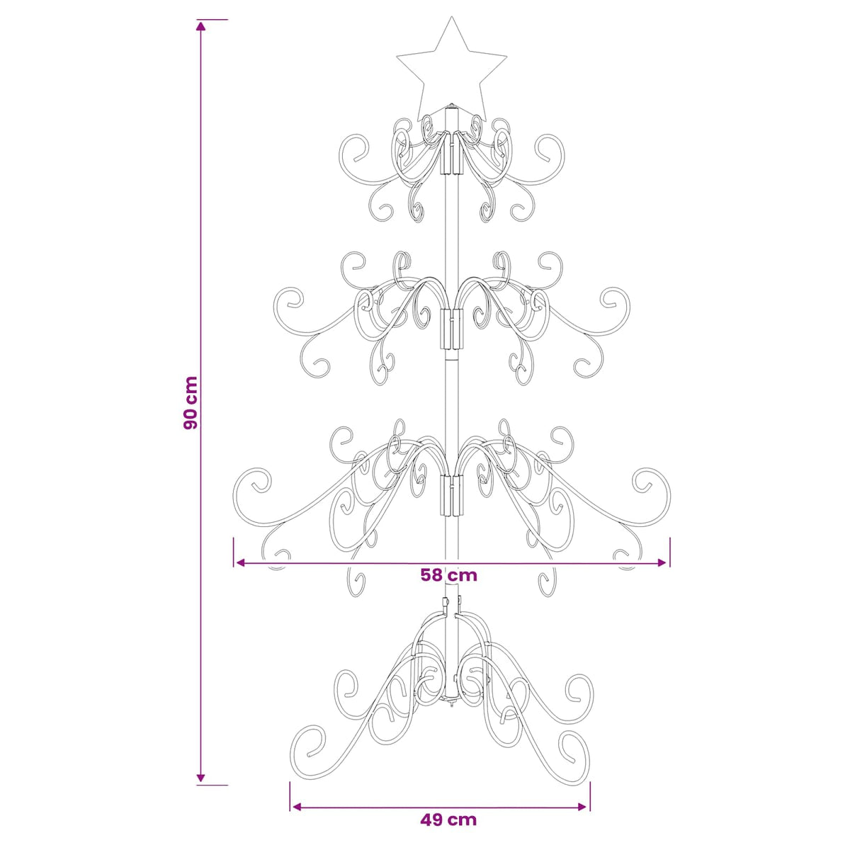 vidaXL Metal Christmas Tree KUOPIO 90 cm Steel White
