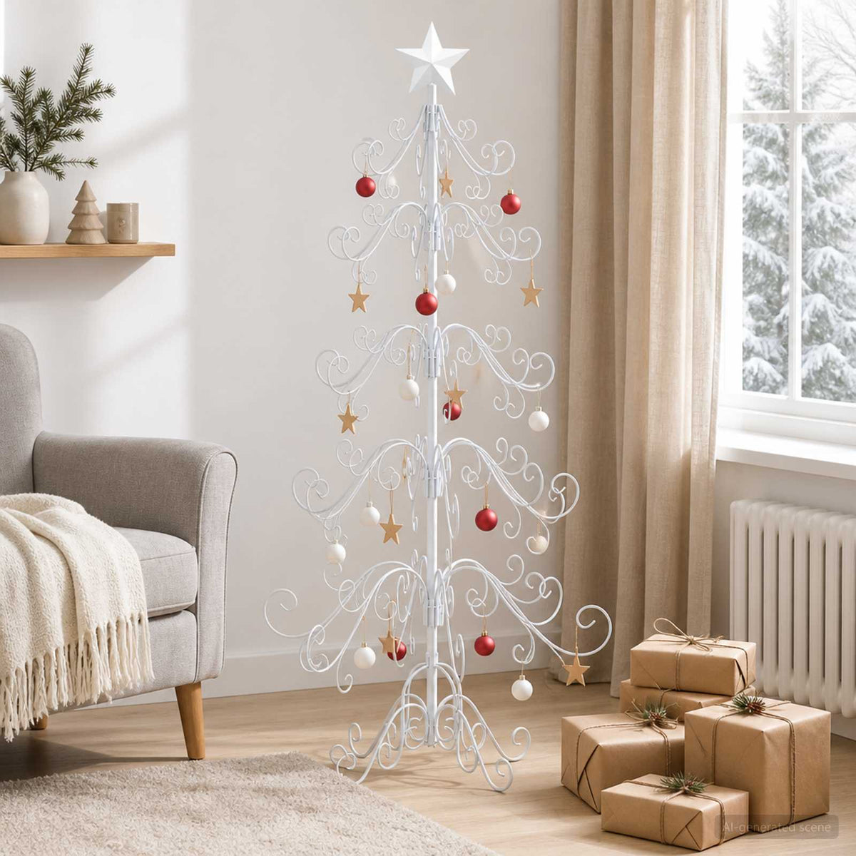 vidaXL Metal Christmas Tree KUOPIO 150 cm steel White