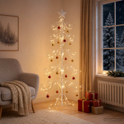 vidaXL Metal Christmas Tree KUOPIO 150 cm steel White