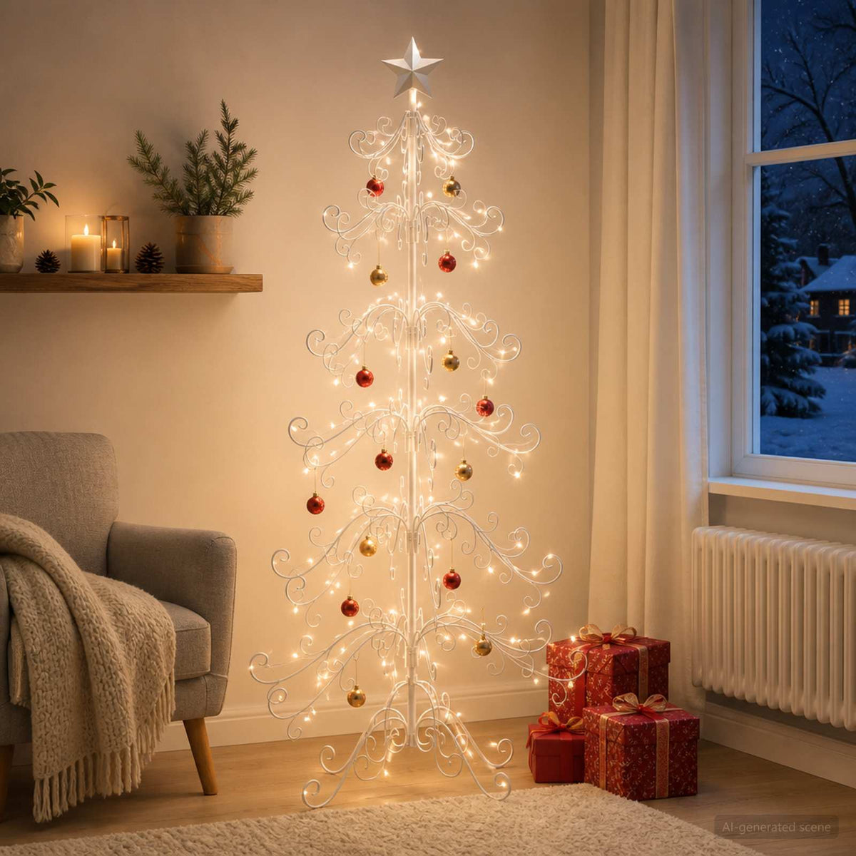 vidaXL Metal Christmas Tree KUOPIO 180 cm Steel White