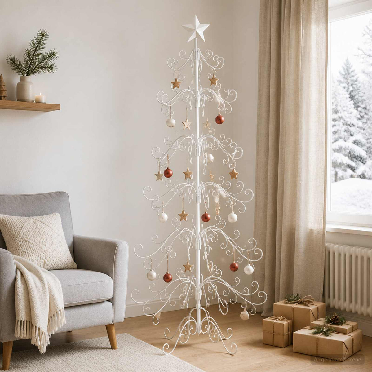 vidaXL Metal Christmas Tree KUOPIO 180 cm Steel White