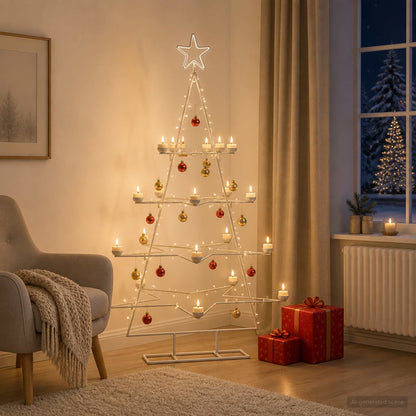 vidaXL Metal Christmas Tree with Holder KUOPIO 140 cm Steel White