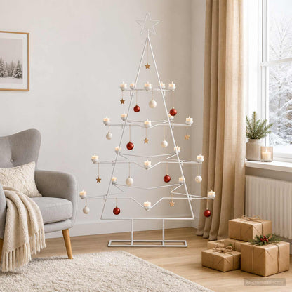 vidaXL Metal Christmas Tree with Holder KUOPIO 140 cm Steel White
