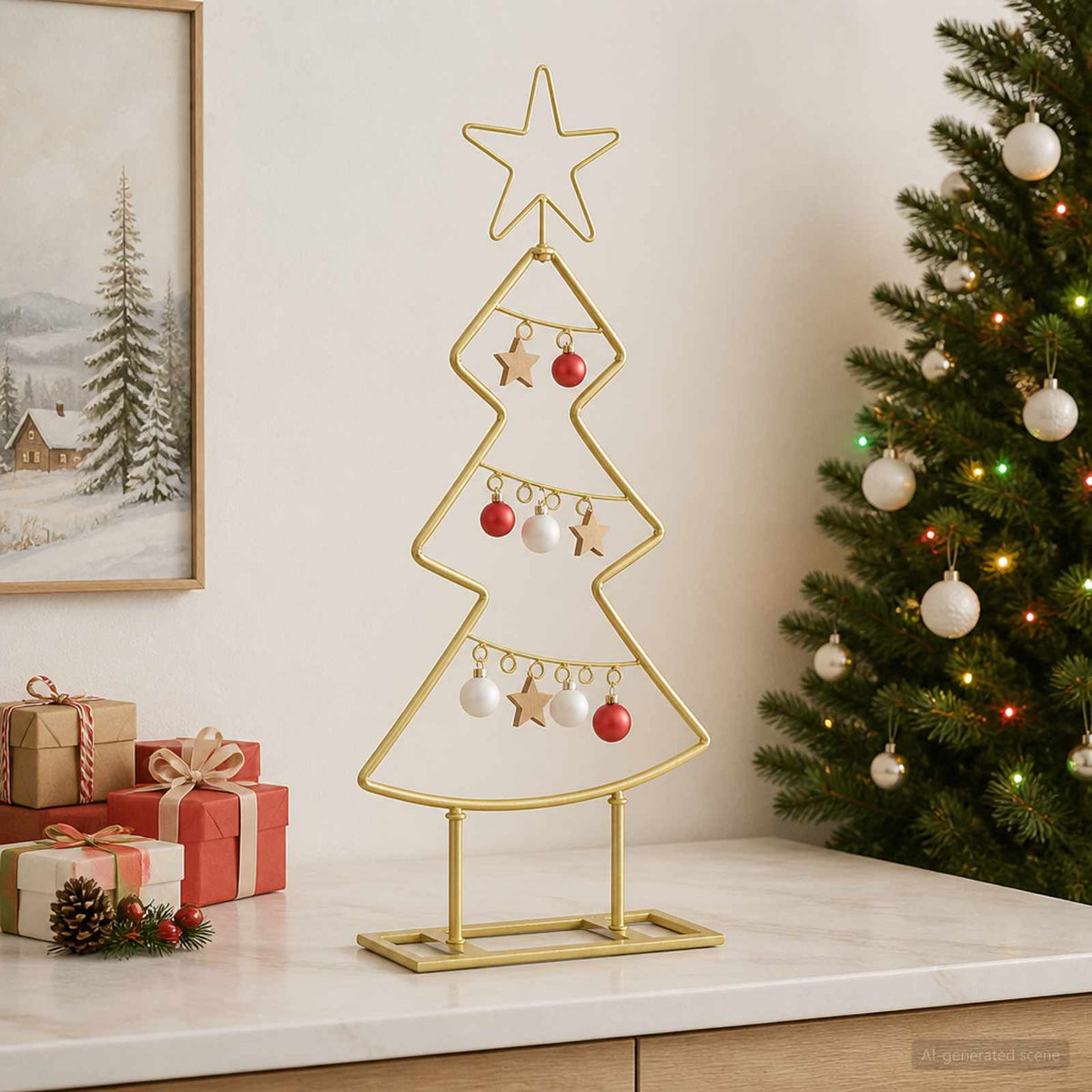 vidaXL Metal Christmas Tree with Stand KUOPIO 60 cm Steel Gold