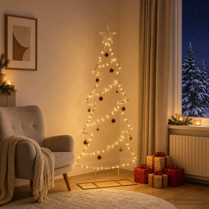 vidaXL Metal Christmas Tree with Stand KUOPIO 125 cm Steel Gold