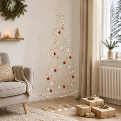 vidaXL Metal Christmas Tree with Stand KUOPIO 125 cm Steel Gold