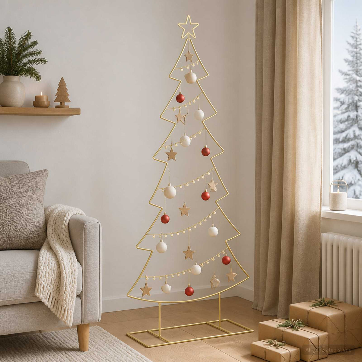 vidaXL Metal Christmas Tree with Stand KUOPIO 180 cm Steel Gold