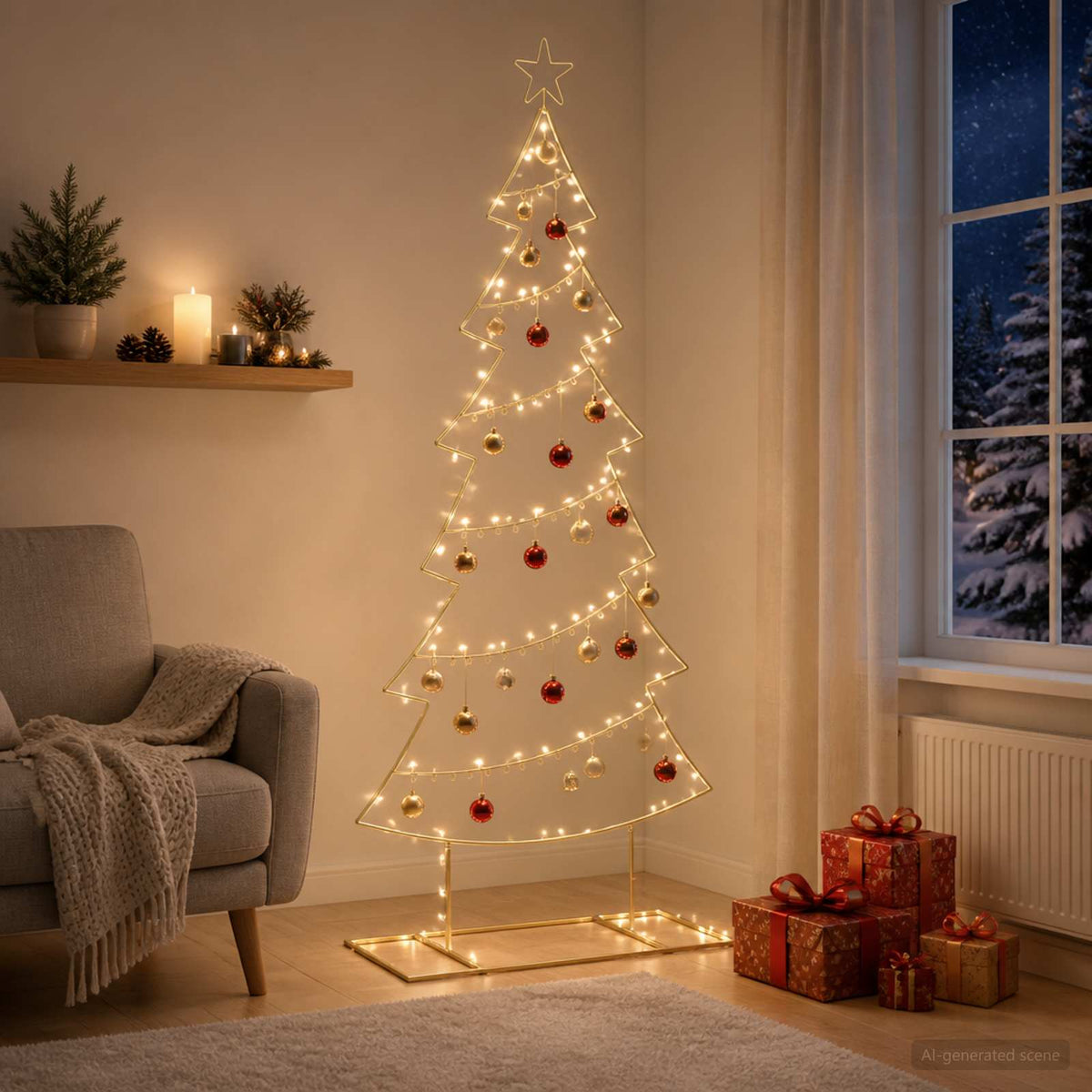 vidaXL Metal Christmas Tree with Stand KUOPIO 180 cm Steel Gold