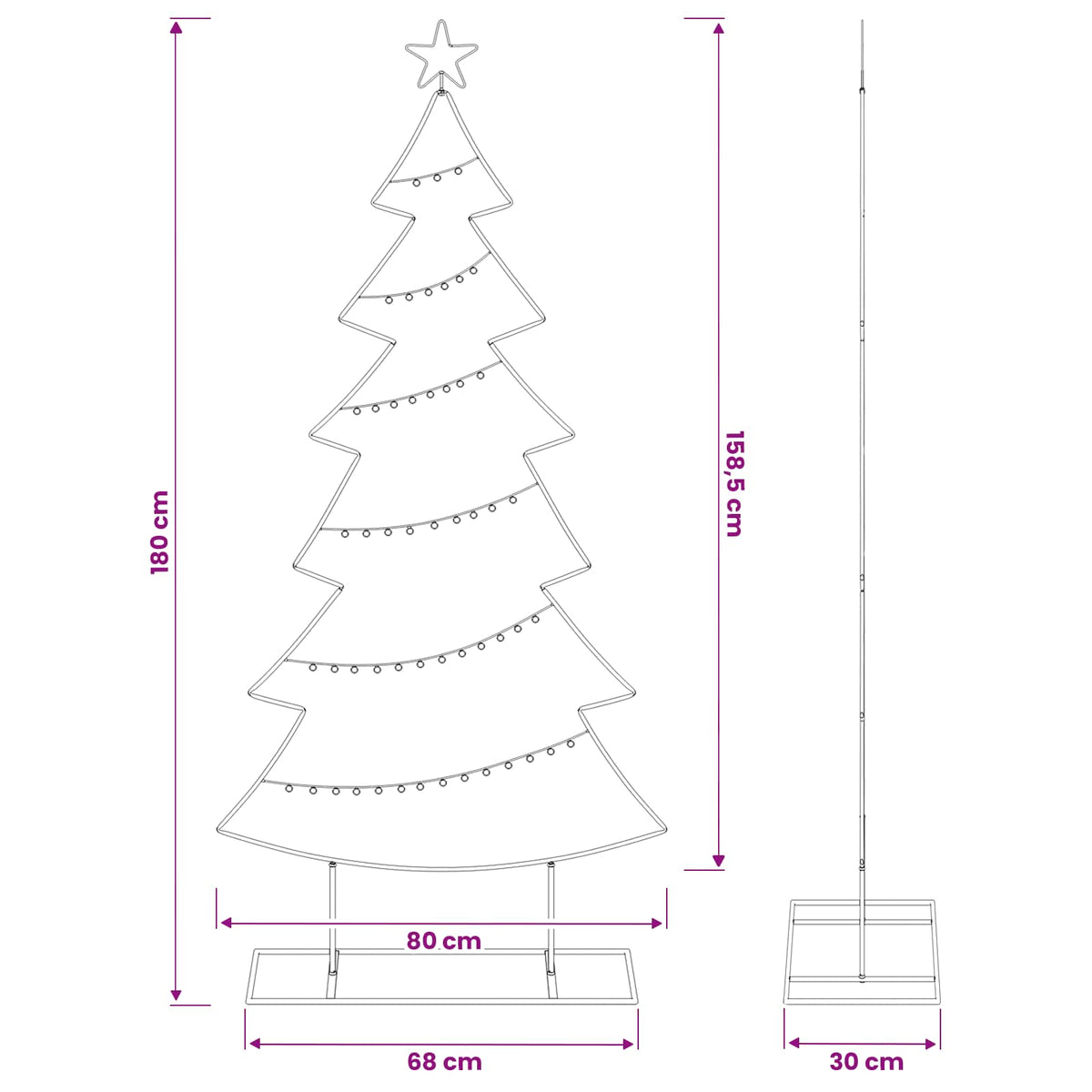 vidaXL Metal Christmas Tree with Stand KUOPIO 180 cm Steel Gold