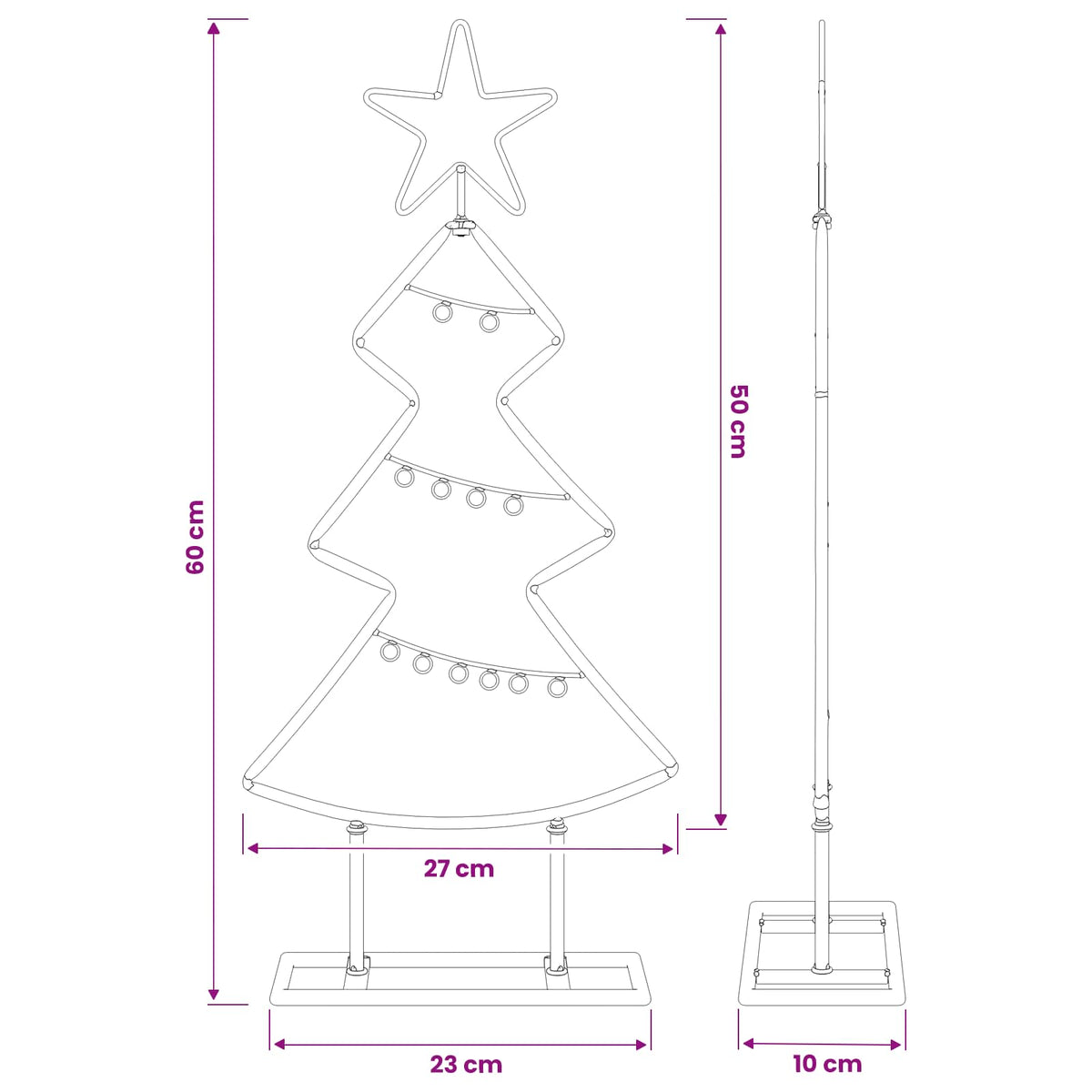 vidaXL Metal Christmas Tree with Stand KUOPIO 60 cm Steel White