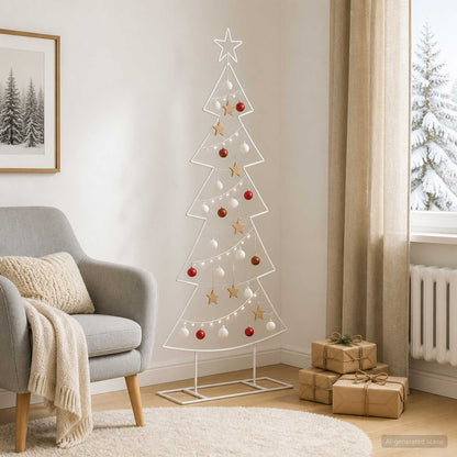 vidaXL Metal Christmas Tree with Stand KUOPIO 150 cm Steel White