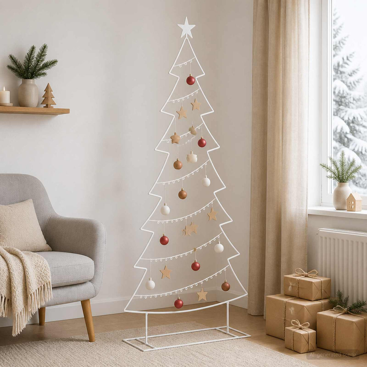 vidaXL Metal Christmas Tree with Stand KUOPIO 210 cm Steel White