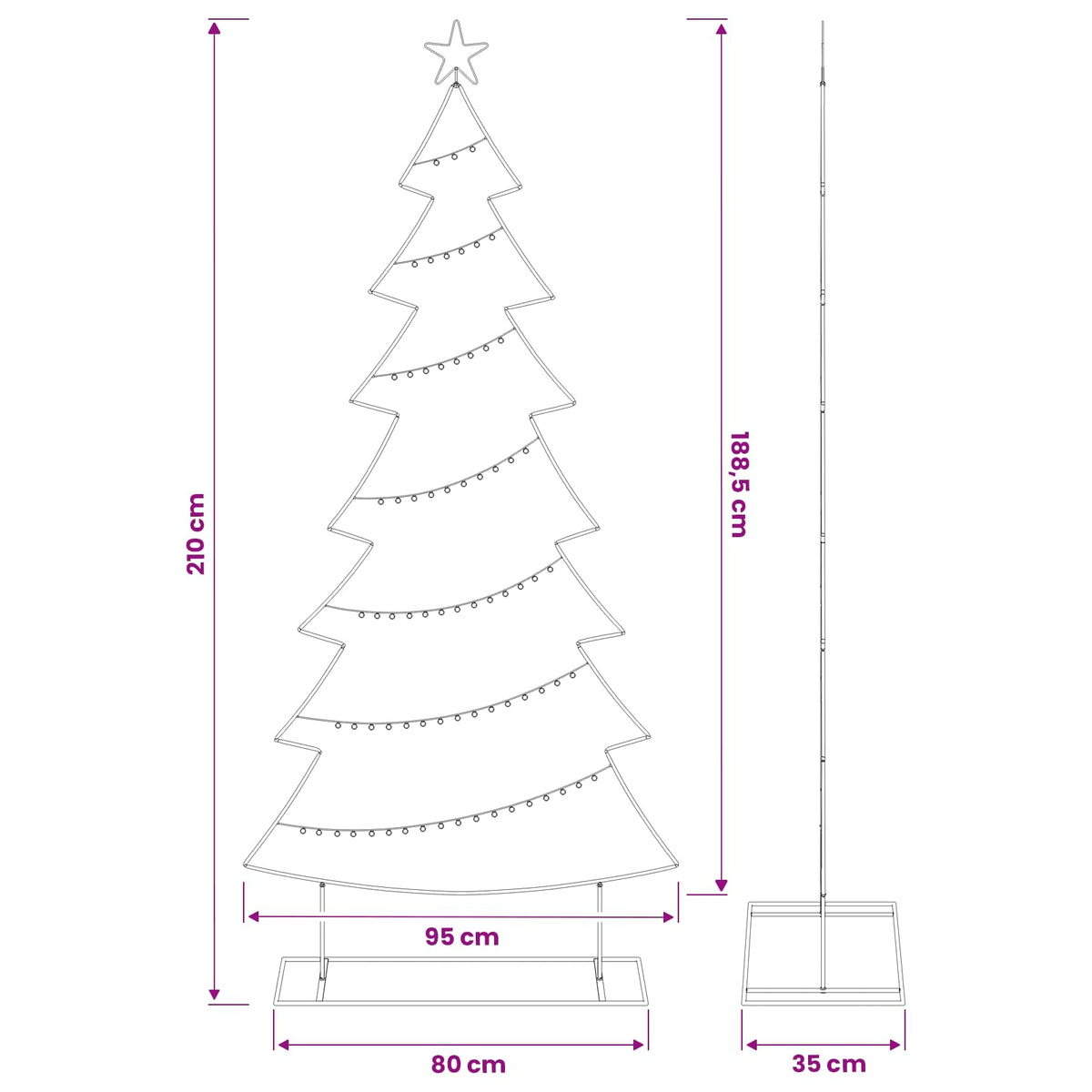 vidaXL Metal Christmas Tree with Stand KUOPIO 210 cm Steel White