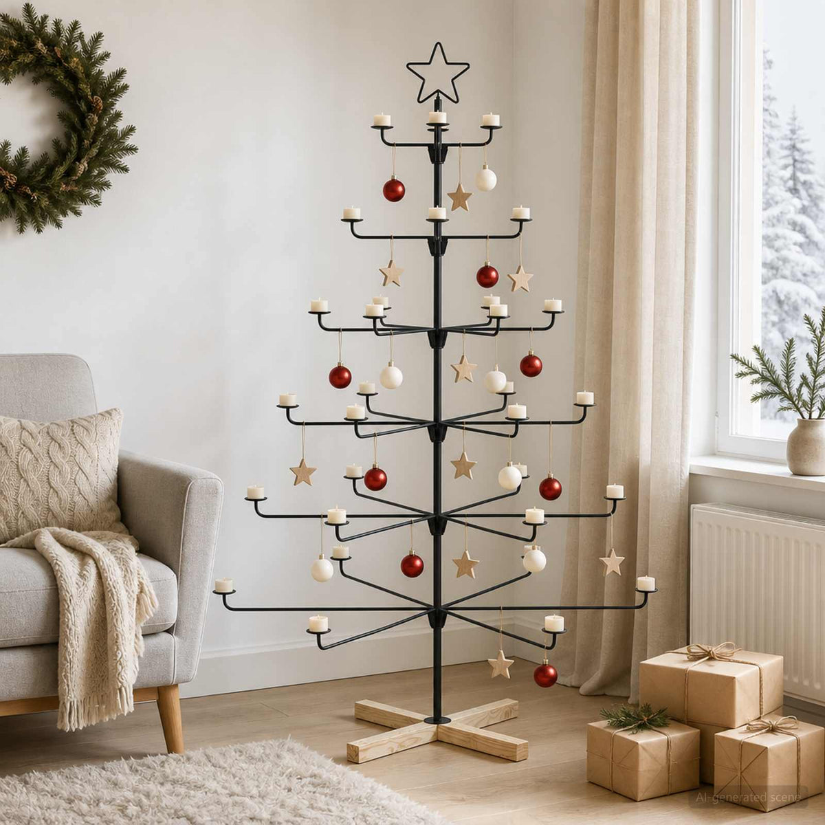vidaXL Metal Christmas Tree with Holder KUOPIO 150 cm Steel Black