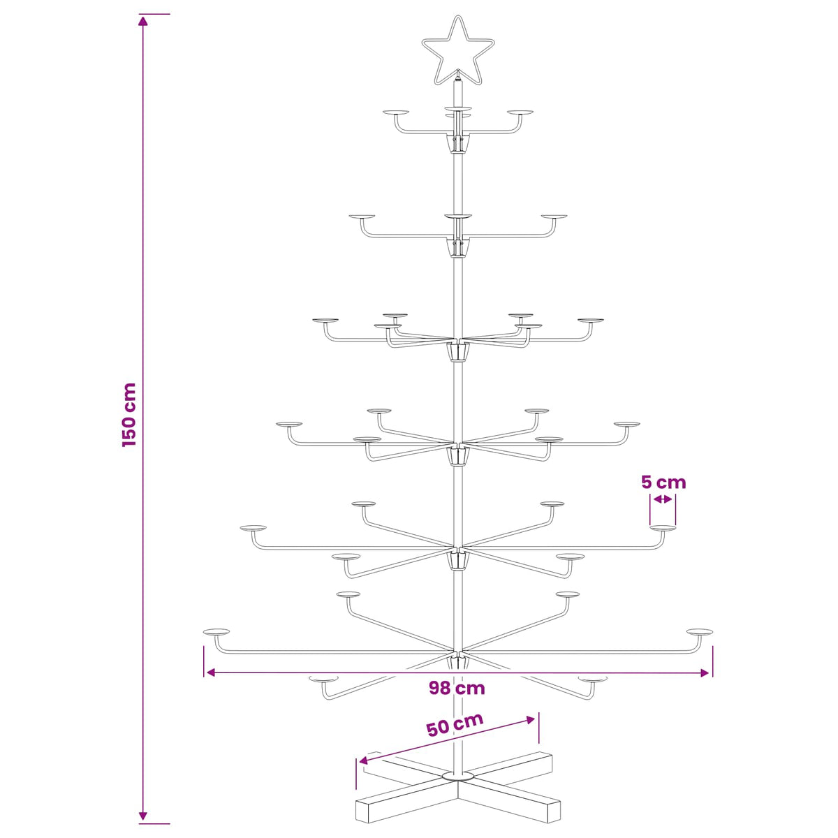 vidaXL Metal Christmas Tree with Holder KUOPIO 150 cm Steel Black