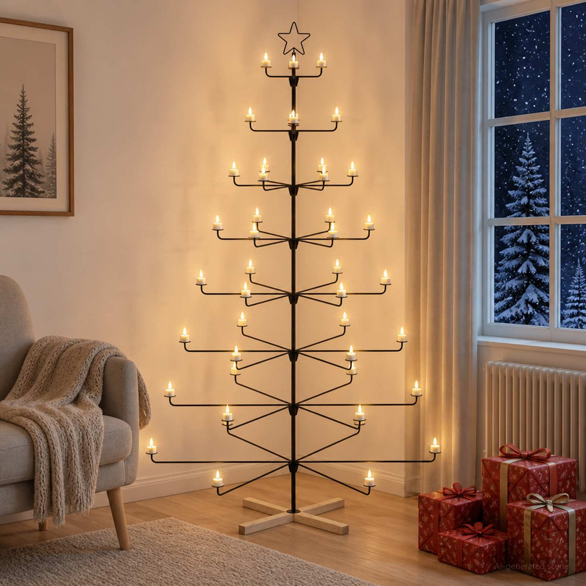 vidaXL Metal Christmas Tree with Holder KUOPIO 210 cm Steel Black