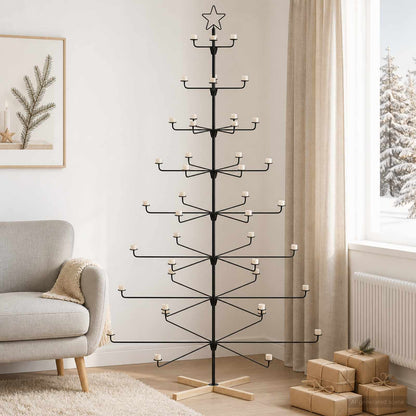 vidaXL Metal Christmas Tree with Holder KUOPIO 210 cm Steel Black