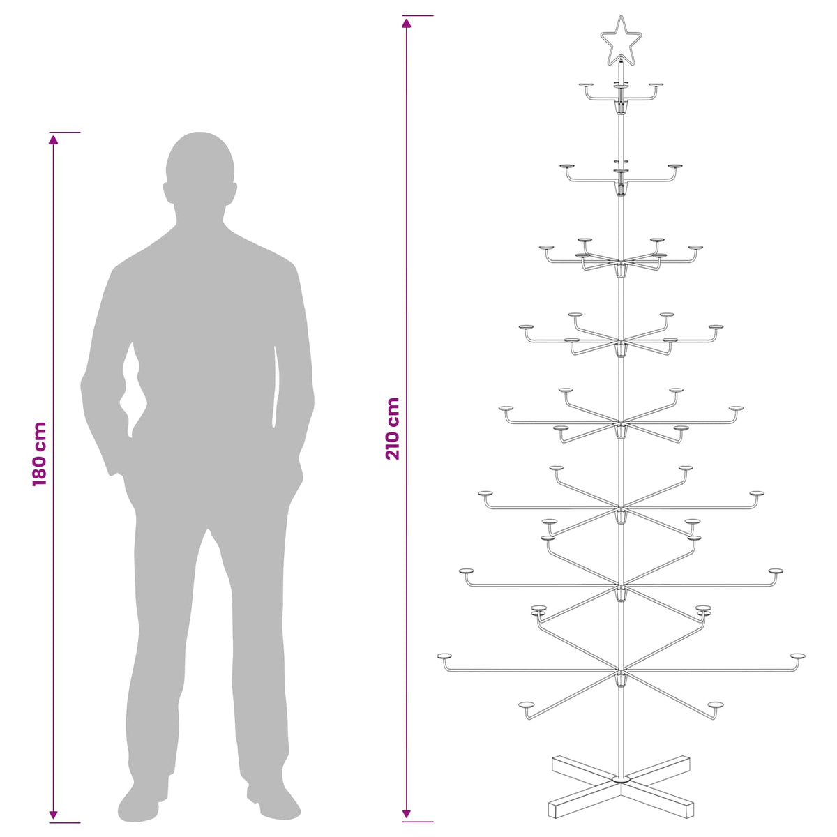 vidaXL Metal Christmas Tree with Holder KUOPIO 210 cm Steel Black