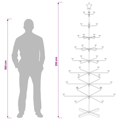 vidaXL Metal Christmas Tree with Holder KUOPIO 210 cm Steel Black