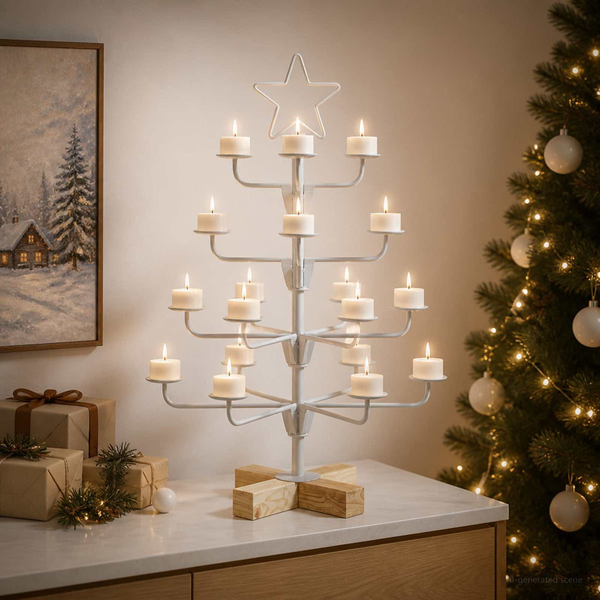 vidaXL Metal Christmas Tree with Holder KUOPIO 60 cm Steel White