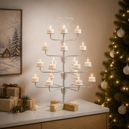 vidaXL Metal Christmas Tree with Holder KUOPIO 60 cm Steel White