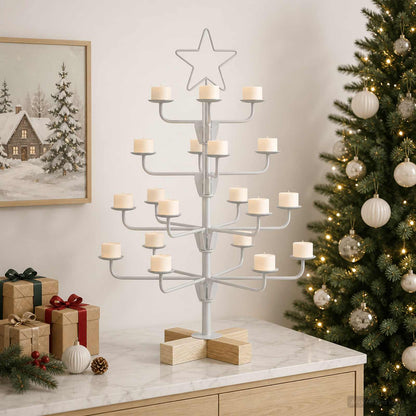 vidaXL Metal Christmas Tree with Holder KUOPIO 60 cm Steel White