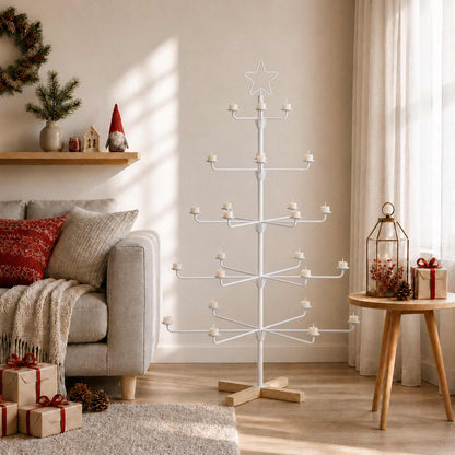 vidaXL Metal Christmas Tree with Holder KUOPIO 125 cm Steel White