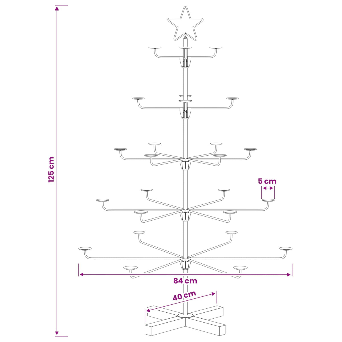 vidaXL Metal Christmas Tree with Holder KUOPIO 125 cm Steel White