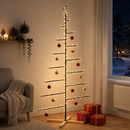 vidaXL Metal Christmas Tree with Stand KUOPIO 180 cm Steel Black