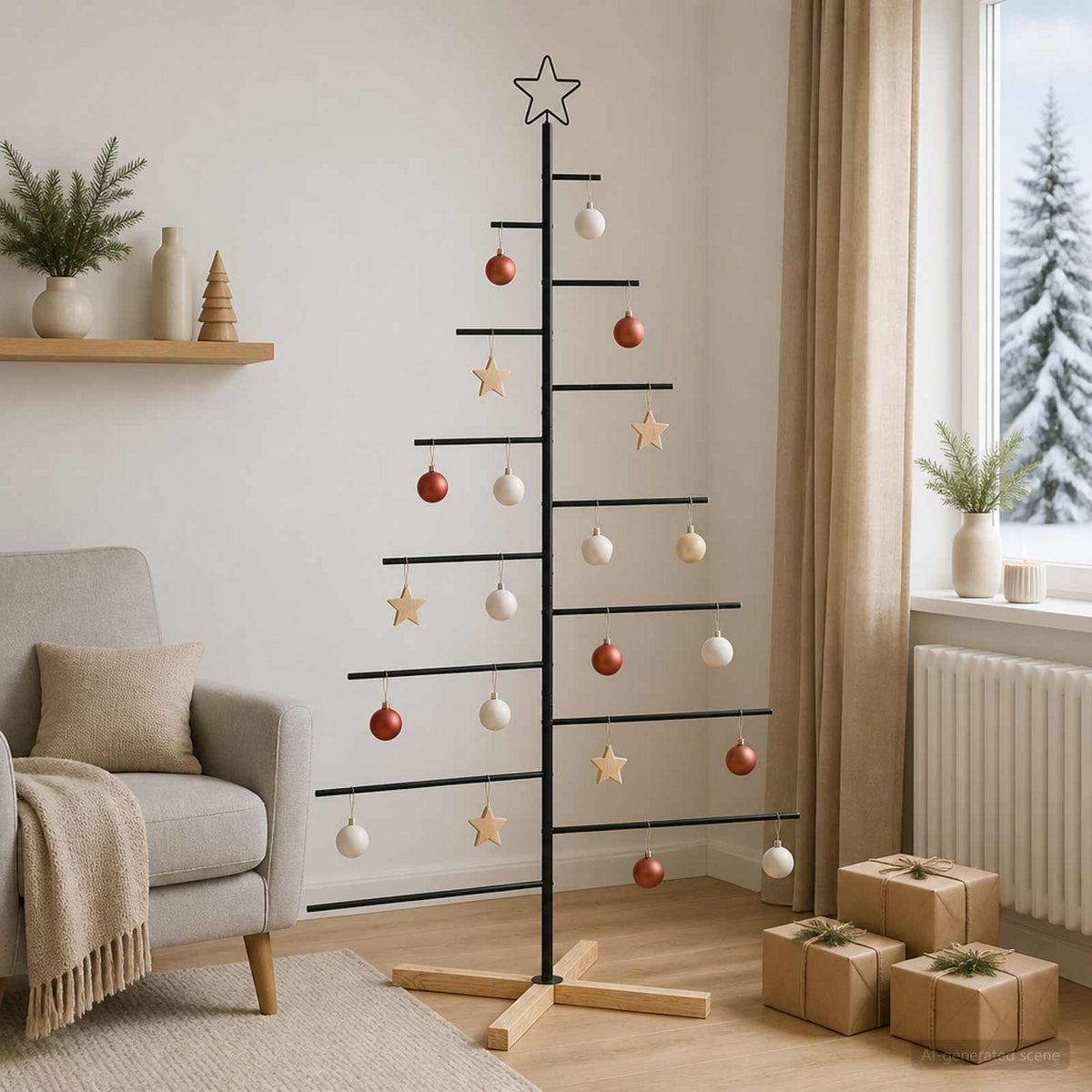 vidaXL Metal Christmas Tree with Stand KUOPIO 180 cm Steel Black
