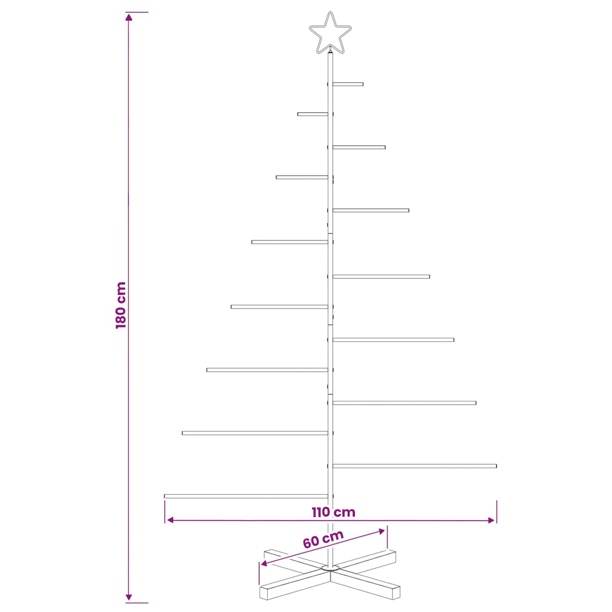 vidaXL Metal Christmas Tree with Stand KUOPIO 180 cm Steel Black