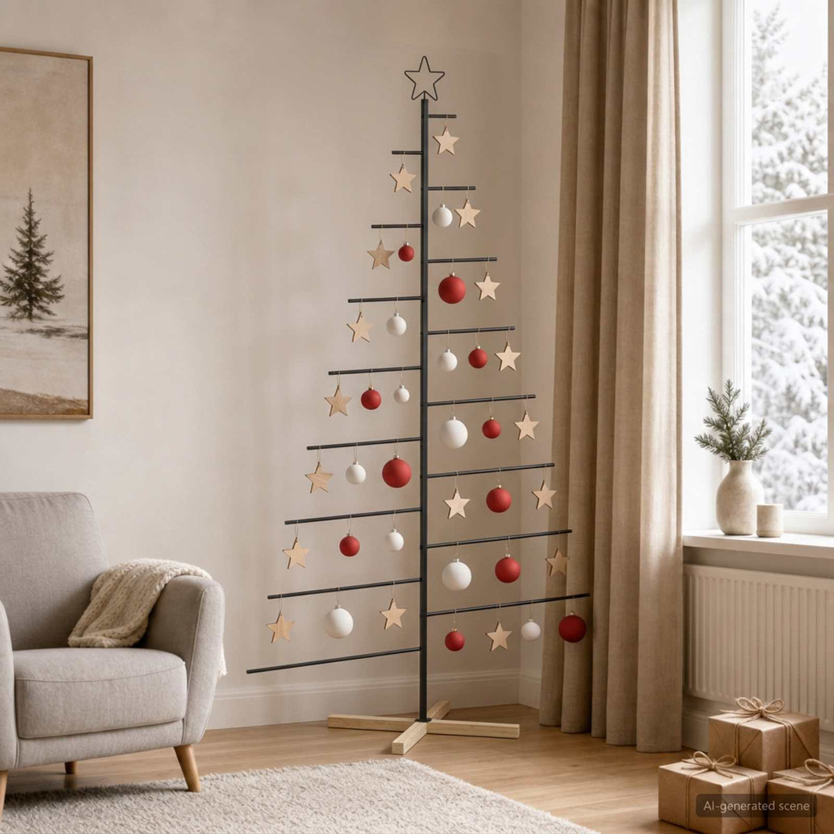 vidaXL Metal Christmas Tree with Stand KUOPIO 210 cm Steel Black