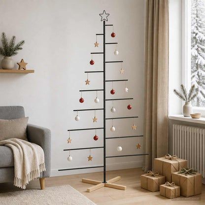 vidaXL Metal Christmas Tree with Stand KUOPIO 210 cm Steel Black
