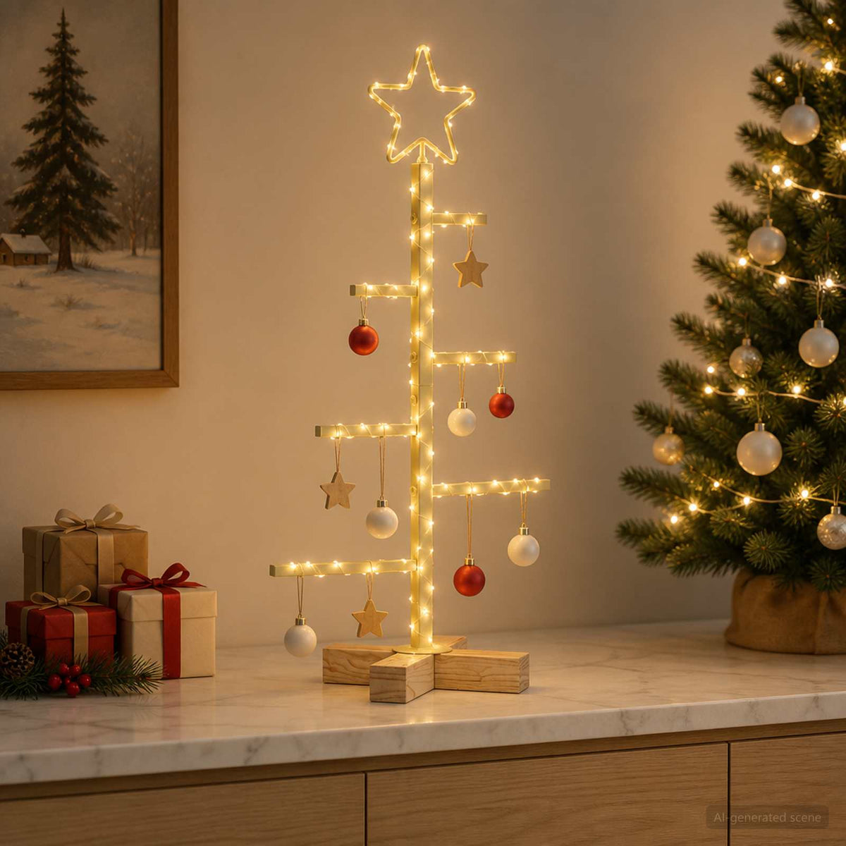 vidaXL Metal Christmas Tree KUOPIO 60 cm Steel Gold