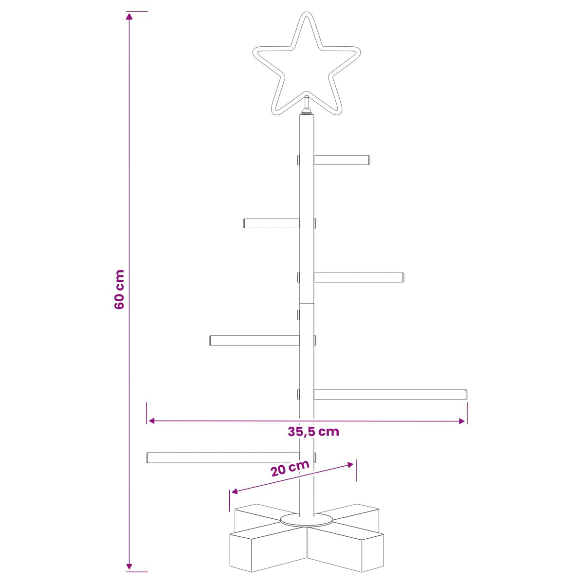 vidaXL Metal Christmas Tree KUOPIO 60 cm Steel Gold