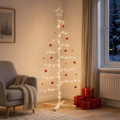 vidaXL Metal Christmas Tree with Stand KUOPIO 150 cm Steel White