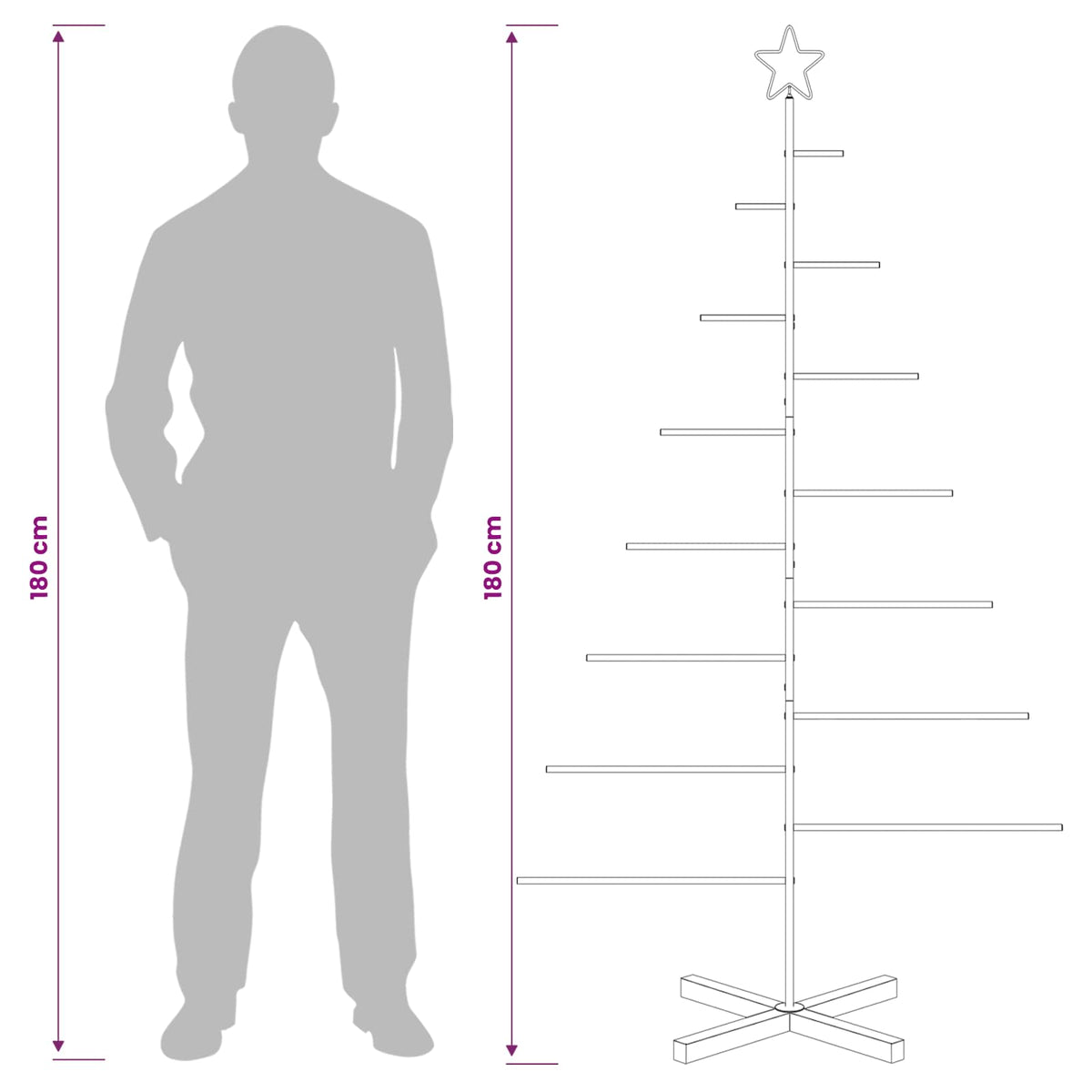 vidaXL Metal Christmas Tree with Stand KUOPIO 180 cm Steel White