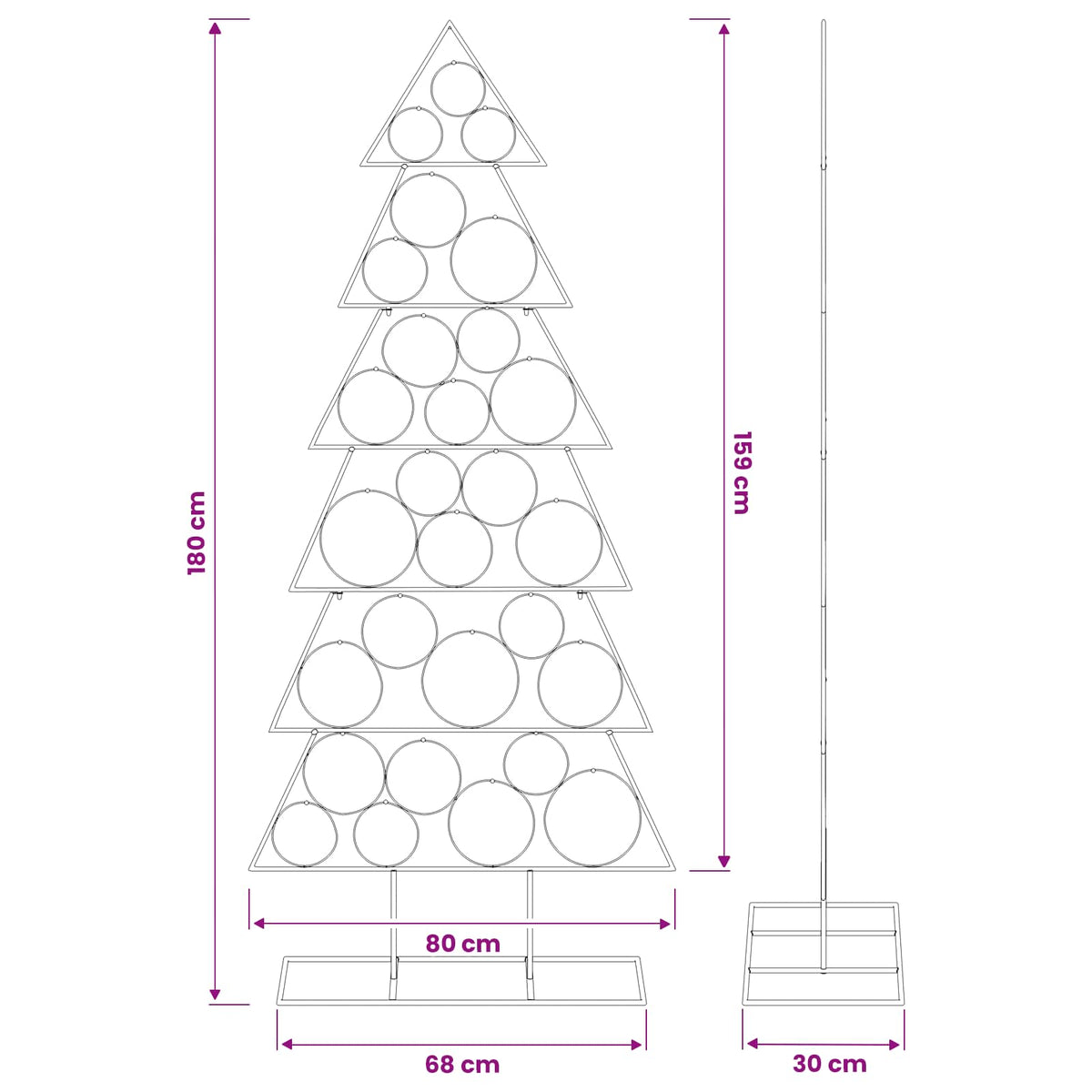 vidaXL Metal Christmas Tree with Classic Stand KUOPIO 180 cm Steel