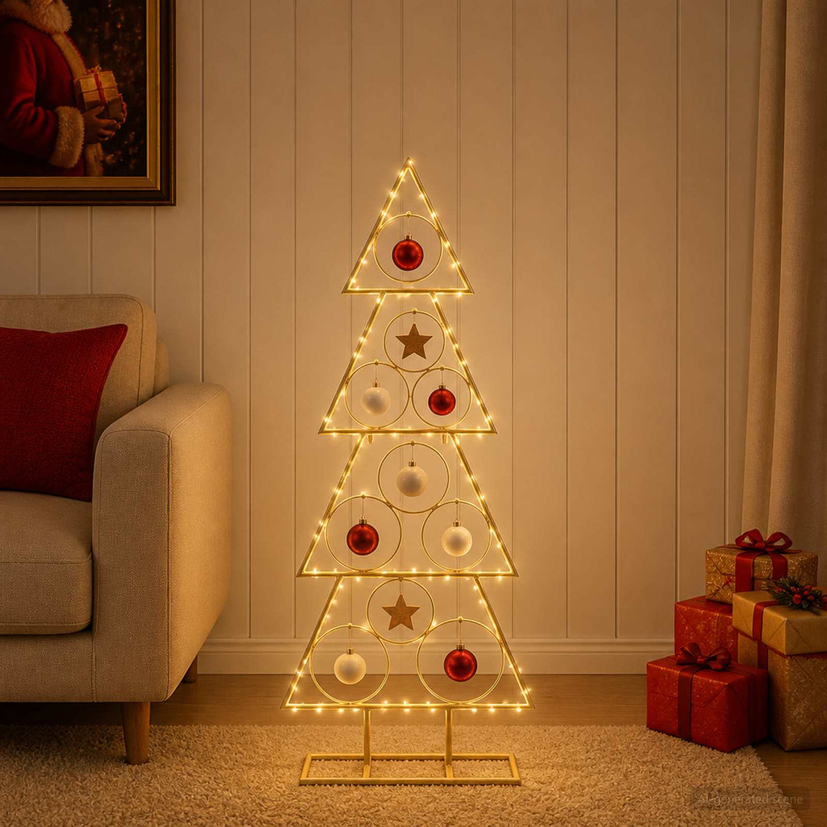 vidaXL Metal Christmas Tree KUOPIO 90 cm Steel Gold