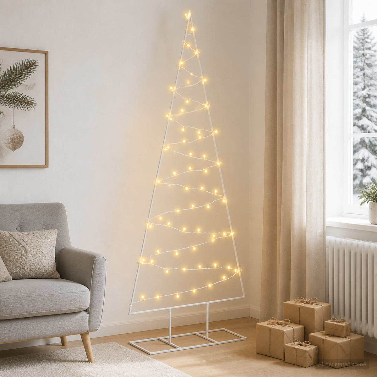 vidaXL Metal Christmas Tree with Stand KUOPIO 180 cm Warm White Steel